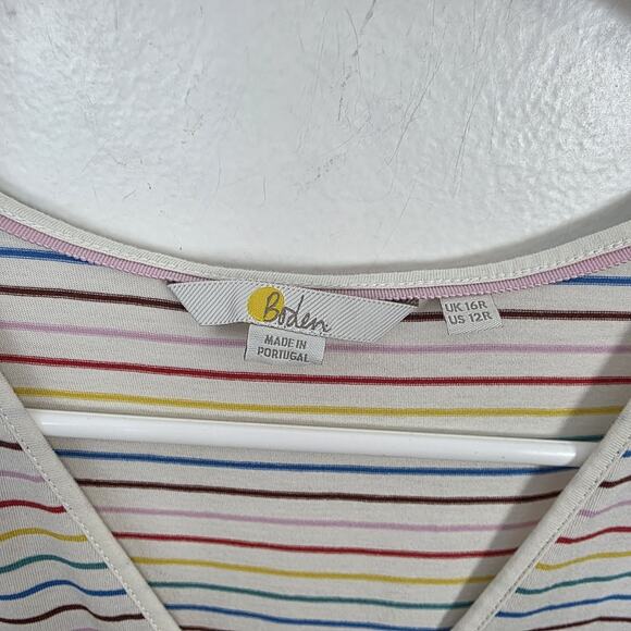 Boden White Colorful Summer Rainbow Striped Ella T-Shirt Maxi Dress Size 12 - Picture 5 of 10